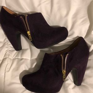 Dark purple bootie heels